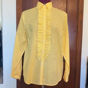 Ralph Lauren Yellow Gingham Ruffled Women's Button Down Shirt